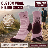 Chaussettes de randonnée personnalisées en laine mérinos respirantes, rembourrées, avec talon et bout renforcés, et manchette de compression