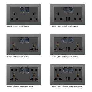 Electrical Switched <strong>Socket</strong> 2 Gang <strong>Double</strong> Pole <strong>Power</strong> Switch <strong>Socket</strong> 86mm*146mm EU+USB <strong>Socket</strong> - Product Image 5
