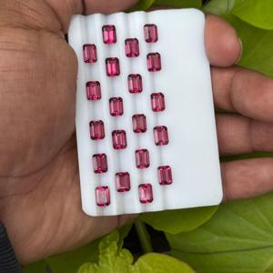 Hot Red Rubellite Tourmaline Emerald Cut Lâche Calibré Loupe Naturel Octogone Cristal Gemme Exclusivement Disponible - Product Image 3