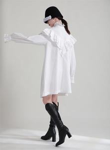 Nuovo <span class=keywords><strong>abito</strong></span> Audrey Hepburn <span class=keywords><strong>con</strong></span> <span class=keywords><strong>balze</strong></span> agariche Design gonna camicia a pieghe autunno 2024 retrò <span class=keywords><strong>abito</strong></span> donna abiti - Product Image 4