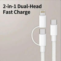 Cable USB 3A Más Vendido, Material TPE Trenzado, Cable Adaptador 2 en 1 Tipo-C, Carga Rápida para iPhone 14/15/16, Cámara y Auriculares
