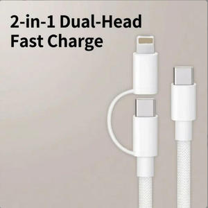 Câble USB 3A le plus vendu, matériau TPE tressé, <span class=keywords><strong>adaptateur</strong></span> 2-en-1 Type-C <span class=keywords><strong>8</strong></span> broches, charge rapide pour <span class=keywords><strong>iPhone</strong></span> 14/15/16 - Product Image 2