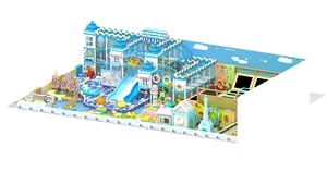 Aire de jeux intérieure sur le thème de l'océan bleu, design personnalisé, douce et sûre pour les tout-petits, les enfants et les bébés. - Product Image 4