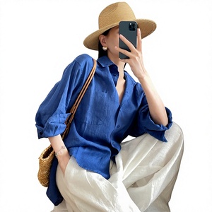 <span class=keywords><strong>Camicia</strong></span> da <span class=keywords><strong>donna</strong></span> in <span class=keywords><strong>lino</strong></span> a maniche lunghe per primavera ed estate, stile ampio e rilassato con un tocco di alta gamma, 260604019 - Product Image 1