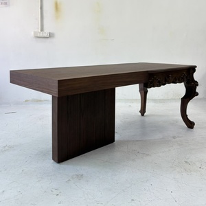 Scrivania Direzionale Moderna di Lusso in Legno Massello con Gambe Curve, Tavolo Multifunzionale per Ufficio Domestico, Postazioni di Lavoro e Sala da Pranzo - Product Image 5