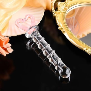 Jouet Phallique en Cristal Transparent avec Base en Forme <span class=keywords><strong>de</strong></span> Cœur Rose Sculpté, Étanche, Hygiénique, Produit <span class=keywords><strong>de</strong></span> <span class=keywords><strong>Plaisir</strong></span> pour Adultes pour la Saint-Valentin - Product Image 3