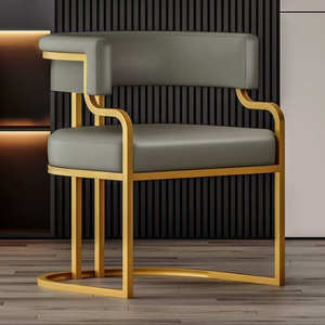 Fauteuil en fer de luxe moderne avec revêtement en cuir - Chaise de salle à manger durable pour la maison et l'hôtel - Product Image 4