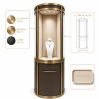 Vitrine de présentation de bijoux en verre incurvé avec éclairage LED pour magasin de bijoux, boutique, aménagement de magasin, vente en gros