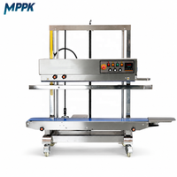 Scelleuse à bande verticale en acier inoxydable MPPK FR-1200V avec codeur de date à rouleau encreur 0-300 ℃   Machine de thermoscellage pour sacs en film PVC