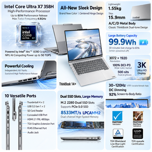 Venta al por Mayor de Portátiles Lenovo ThinkBook 14+ 2026 AI con Procesador Core Ultra X7 358H Arc B390, 32GB, 1TB SSD, Pantalla de 14.5 Pulgadas 3K 120Hz, PC Empresarial - Product Image 3