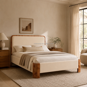 <span class=keywords><strong>Letto</strong></span> <span class=keywords><strong>a</strong></span> piattaforma in stile americano con impiallacciatura in corteccia di legno, testiera imbottita, struttura king size, lussuoso complemento moderno per la suite matrimoniale - Product Image 1