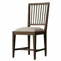 Chaise de salle à manger en bois massif de style nordique minimaliste, siège rembourré en tissu pour café, restaurant, hôtel, mobilier commercial