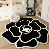 Tapis de salon - Style carré, motif plantes et fleurs, résistant aux taches, facile d'entretien, durable, en velours cristal, style Instagram