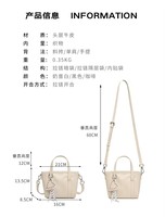 Tas Tote Wanita Dekorasi Kristal Minimalis, Tas Tangan Selempang Bahu Serbaguna Kulit Sapi Asli Lecynbay