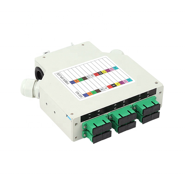 DIN Rail 12 Cores PLC Splitter Box PC ABS Fiber Optical Termination Kits for Indoor & Outdoor FTTH Use ODF Features