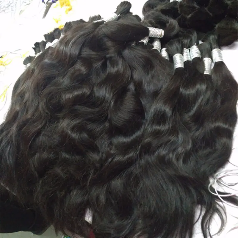 Wholesale No Weft Natural Color 8 Inch to 30 Inch Human Bulk Hair Raw Virgin Remy Human Hair Bulk For Braiding