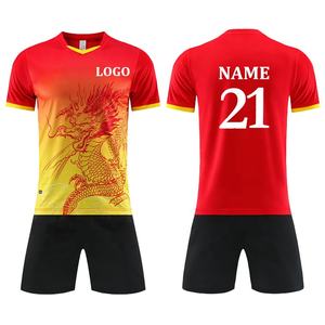 Gelb-Rote Drachen-Fußballtrikots Hochwertige Maßgefertigte Fußballbekleidung Fußballuniform Trikot für Erwachsene und Kinder - Product Image 4