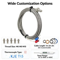 Kabel Termokopel Tipe K Khusus dengan Probe Sekrup M6 dan Kabel Jalin untuk Oven, Mesin Cetak, Grosir Langsung dari Pabrik