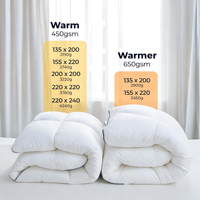 Couette de luxe en duvet de coton et plumes de canard, avec remplissage de duvet et plumes, design à compartiments, blanche unie, pour la literie de la maison