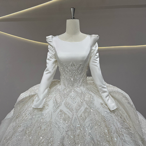 Robes de mariée Jancember JFH68, style moderne, manches longues, empire, robe de bal musulmane pour femmes - Product Image 6