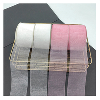 Pita Organza Berkualitas Tinggi Warna Solid dengan Glitter, Ikat Pita Mewah Buatan Tangan untuk Dekorasi Pernikahan, Ulang Tahun, Natal