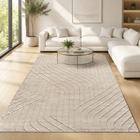 Tapis moderne en fourrure de cachemire jacquard à poils longs et courts, couleur unie, rectangulaire, fait main, en peluche 3D pour salon