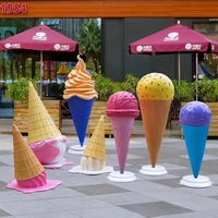 Sculpture de dessert en fibre de verre, accessoires personnalisés en forme de cornet de glace fondant, statue en résine de beignets, bonbons et gâteaux pour la décoration de vitrine de magasin