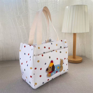 Sac bento blanc à pois motif Teckel, élégant sac à main en toile pour femme - Product Image 5