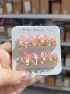 Nuevas <span class=keywords><strong>uñas</strong></span> de pato de estilo francés de lujo con diamantes de imitación Diseño personalizado <span class=keywords><strong>Uñas</strong></span> artificiales Patrón cuadrado para aplicación <span class=keywords><strong>en</strong></span> los dedos - Product Image 3