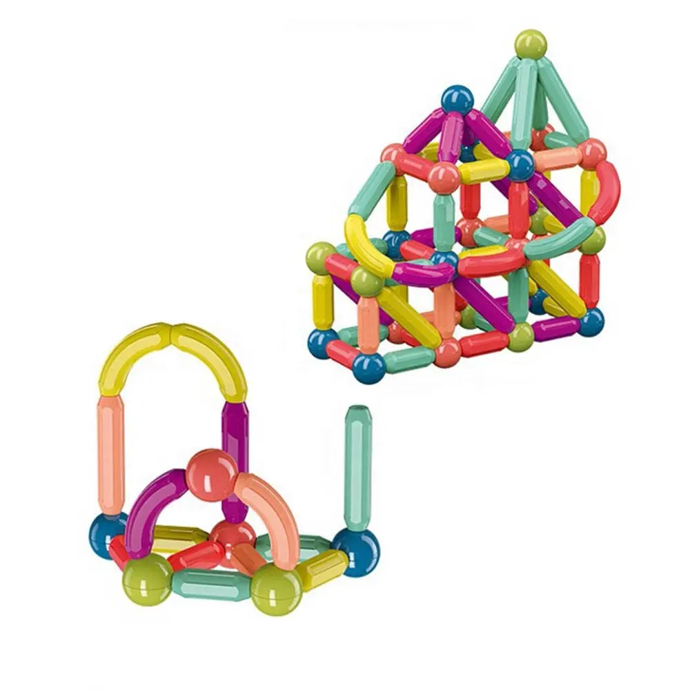 42pcs early education 3D assembled magnetic sticks set magnetic construction building blocks balls and bar stacking STEM toy set