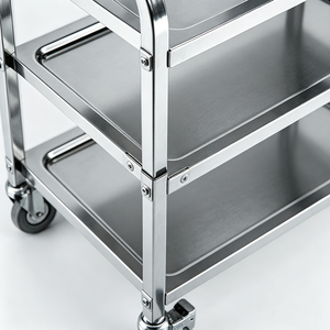 Meilleur prix - Chariots de service mobiles à 3 niveaux en acier inoxydable pour hôtels et restaurants - Chariot de cuisine pour la livraison de repas - Product Image 4
