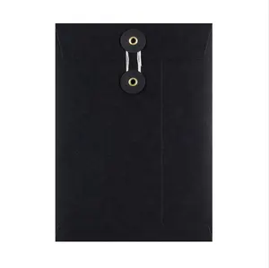 Black Document Sample Holder Kraft Paper Envelope Package With String Customized Design Closure