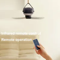 Ventilateur de camping mini USB 7200 mAh avec télécommande, 4 vitesses, lumière LED portable, ventilateur de plafond suspendu pour la maison, l'extérieur et le lit