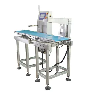 Máquina de embalaje de alimentos en línea, cinta transportadora automática, pesadora de control de peso con impresora
