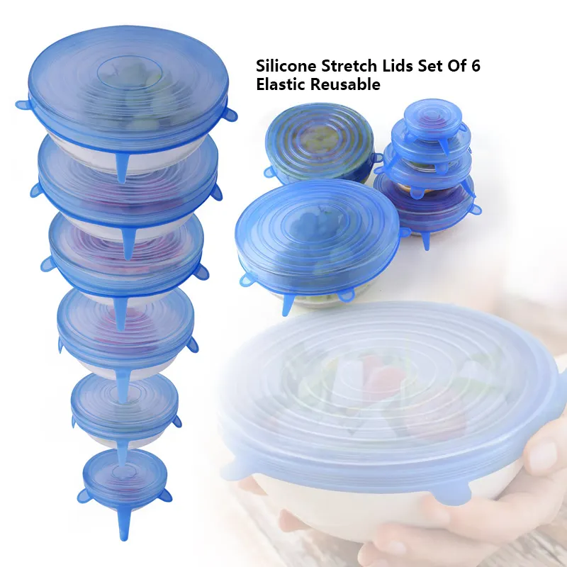 Гибкие круглые силиконовые крышки для чаш многоразовые Натяжные и уплотнительные крышки для хранения пищевых продуктов