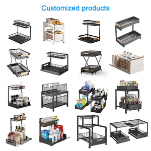 2-Tier kéo ra nhà bếp lưu trữ tổ chức Kệ Chiều cao có thể điều chỉnh kim loại đứng cho <span class=keywords><strong>drinkware</strong></span> lưu trữ chủ sở hữu - Product Image 4