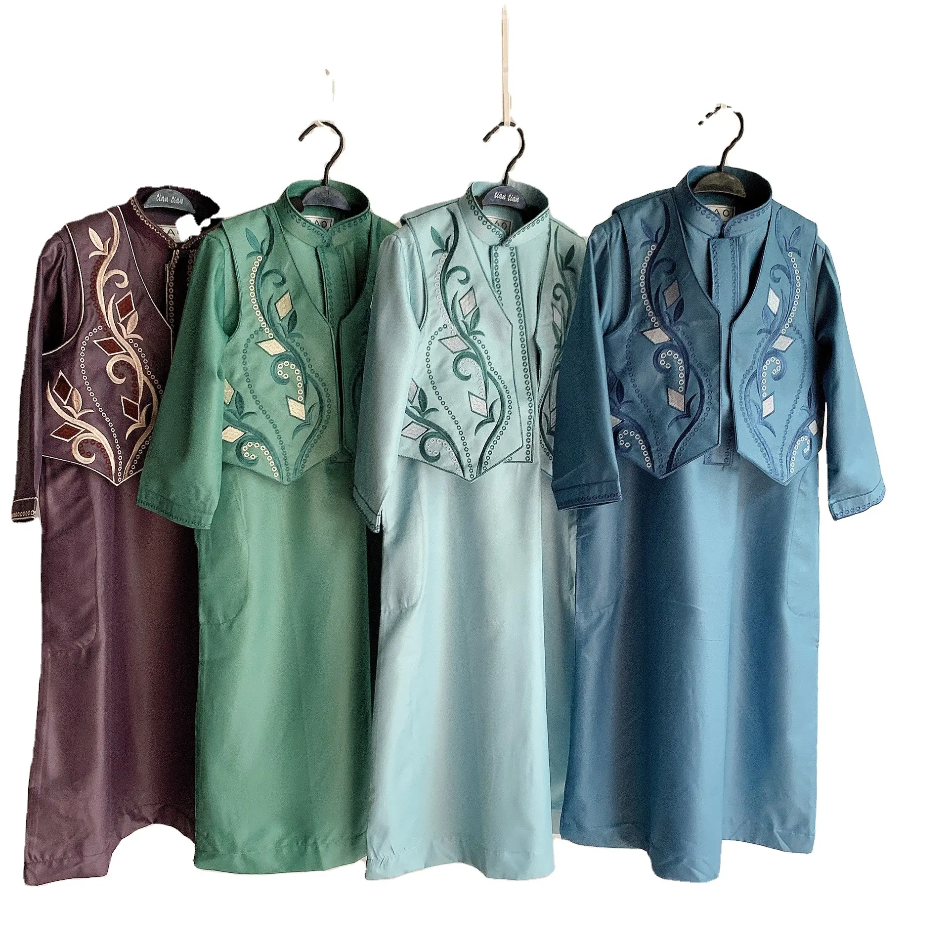 La última ropa islámica para niños Abaya en Dubai Ropa musulmana Thobe para Niños Árabes