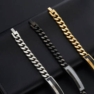 Anti Tarnished 316L Stainless Steel Fashion Men's <b>Bracelet</b> & Bangle 14K 18K Gold Plated <b>Engravable</b> <b>Bracelet</b> Blanks For Men - Product Image 3