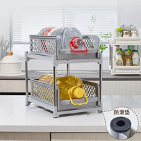 Étagère de rangement de cuisine avec 2 tiroirs étagère à épices coulissante sous l'évier organisateur multi-fonction support avec Darwers