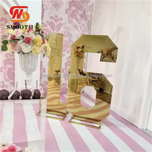 ของตกแต่งงานวันเกิดขายส่งแบบเรียบหรู ตัวเลขขนาดใหญ่ 0-9 สูง 3 ฟุต 4 ฟุต สีทองแบบกระจก - Product Image 5