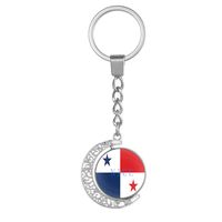 Porte-clés rotatif personnalisé en forme de lune à motif ajouré, porte-clés double face en alliage avec drapeau Saint-Martin pour cadeau souvenir événementiel