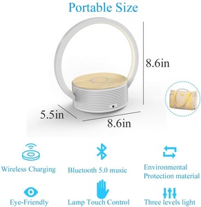 Haut-parleur chargeur sans fil LED RVB avec lumière blanche chaude Trois angles de cadre de lampe réglables Alarme de chevet pratique Boombox - Product Image 4