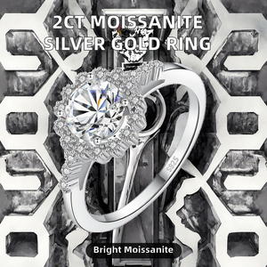 Anillo de Compromiso de Plata de Ley 925 con Moissanita, Corte Brillante Redondo, Engaste de Garras, Halo, Joyería de Boda para Mujer, Regalo Nupcial, Joyería Fina - Product Image 2
