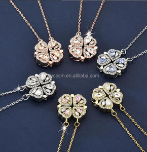 <span class=keywords><strong>Amante</strong></span> gioielli regalo quattro foglie di trifoglio di cristallo magnete collana cuore 16 stili personalità placcato oro amore collana da donna - Product Image 4
