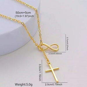 สร้อยคอจี้รูปกากบาทอินฟินิตี้สีทองสำหรับผู้หญิง เครื่องประดับโซ่สแตนเลส - Product Image 3