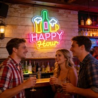 Letrero LED de Neón Neonawall Happy Hour, Decoración de Pared para Hogar, Bar, Club, Fiesta, Boda, Cumpleaños, Decoración Navideña