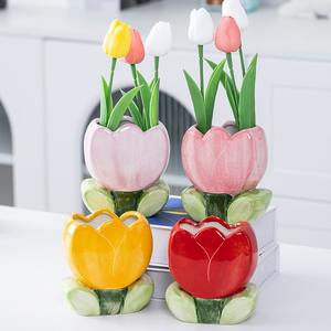Vaso in ceramica a forma di tulipano colorato creativo moderno per decorazione <span class=keywords><strong>da</strong></span> tavolo per soggiorno mobili contenitori regalo - Product Image 1
