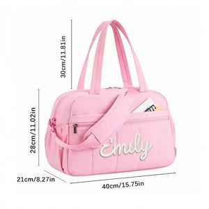 Custom Name Handmade Cotton Chunky <b>Knit</b> Quilted <b>Tote</b> <b>Bag</b> Women Large Capacity Travel Handbag Flower Embroidery Zipper Nylon - Product Image 5