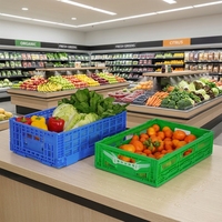 Caisse en plastique pliable HAOSEN, durable et écologique, légère, empilable et emboîtable pour la transformation alimentaire et l'emballage des légumes