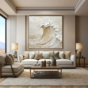 Grande peinture abstraite de plage, art mural côtier tactile, peinture murale originale pour la maison et la galerie - Product Image 2